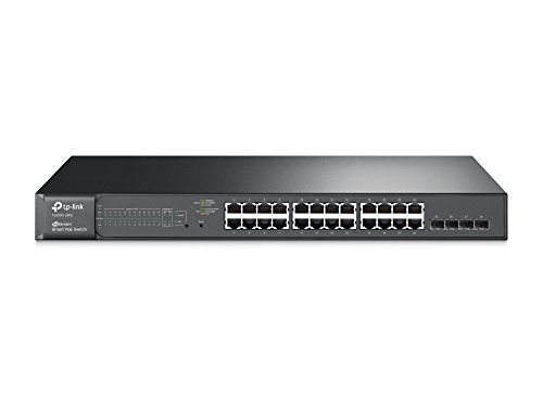 TP-LINK T1600G-28PS Jetstream 24-Port Gigabit Smart PoE Plus Switch with 4-SFP Slots, 192W, Black