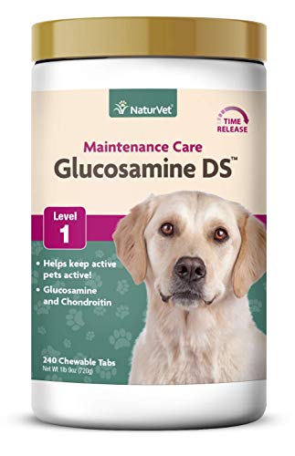 Joint Care Maintenance Chewable Tablet Supplement for Dogs and Cats, Glucosamine DS Level 1, Joint Support with Glucosamine, Chondroitin, Omega Acids, Made by NaturVet