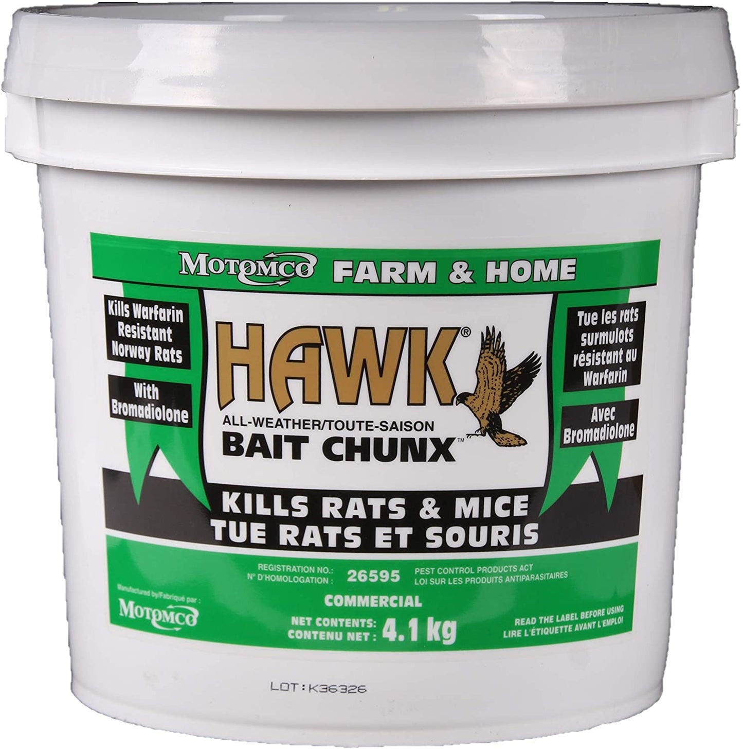 Motomco Rodent Hawk Rodenticide All-Weather Bait Chunx Rat Mice Rodent poison 4.1kg